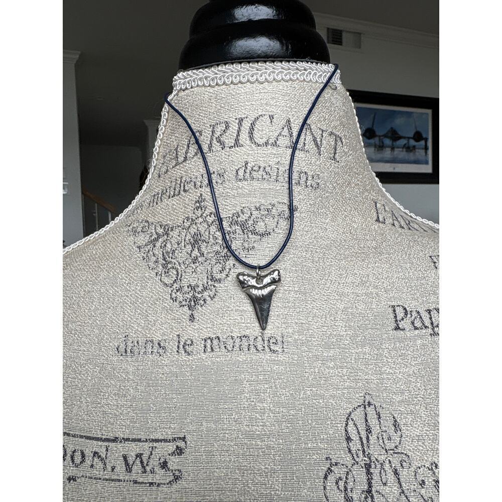 Shark Tooth Necklace – Silver Pendant on Cord, As Seen on Southern Charm